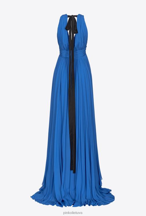 ilgos suknelės | DH06P185 ilga suknelė su raukšlėmis Pinko mėlyna