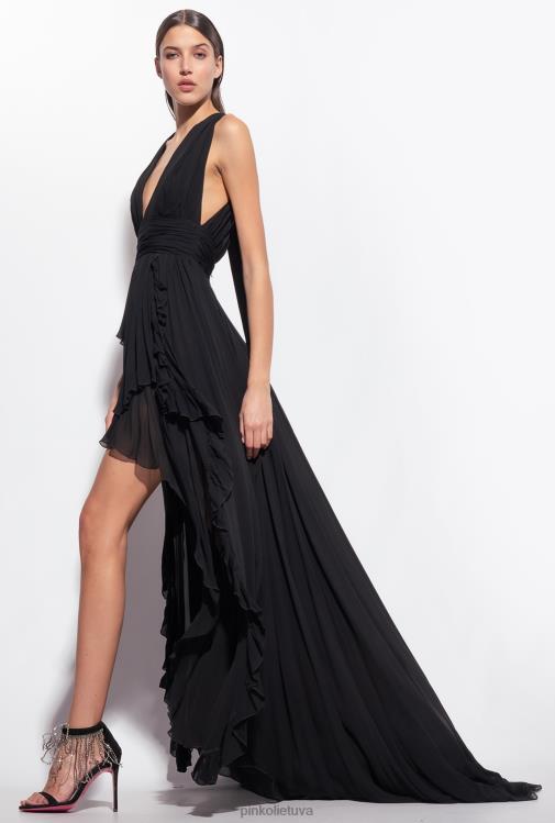 ilgos suknelės | DH06P186 ilga suknelė su raukšlėmis Pinko limuzinas juodas