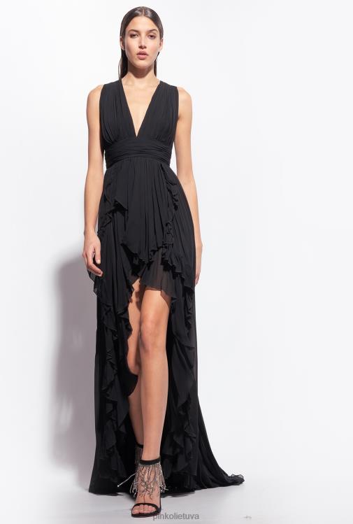 ilgos suknelės | DH06P186 ilga suknelė su raukšlėmis Pinko limuzinas juodas