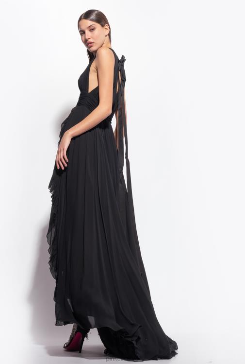 ilgos suknelės | DH06P186 ilga suknelė su raukšlėmis Pinko limuzinas juodas