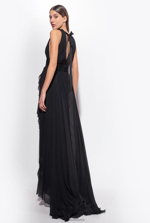ilgos suknelės | DH06P186 ilga suknelė su raukšlėmis Pinko limuzinas juodas
