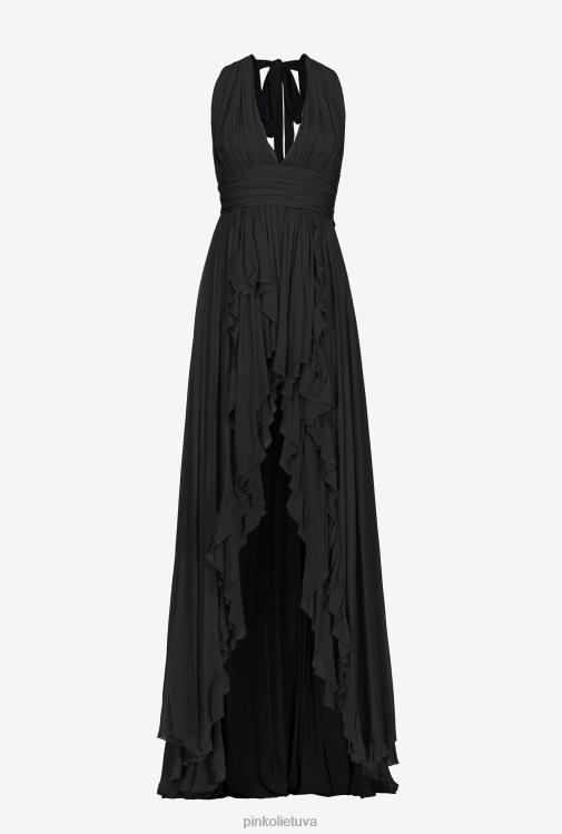 ilgos suknelės | DH06P186 ilga suknelė su raukšlėmis Pinko limuzinas juodas