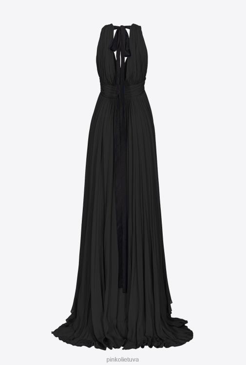 ilgos suknelės | DH06P186 ilga suknelė su raukšlėmis Pinko limuzinas juodas