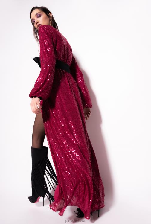 ilgos suknelės | DH06P196 blizgučiais apvelkama suknelė Pinko fuksija/pilka