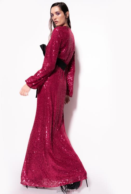 ilgos suknelės | DH06P196 blizgučiais apvelkama suknelė Pinko fuksija/pilka