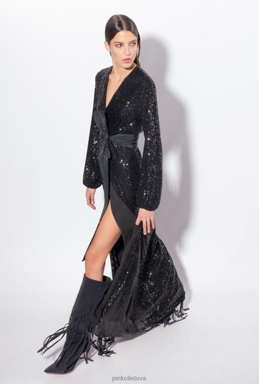 ilgos suknelės | DH06P197 blizgučiais apvelkama suknelė Pinko limuzinas juodas