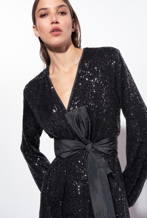 ilgos suknelės | DH06P197 blizgučiais apvelkama suknelė Pinko limuzinas juodas