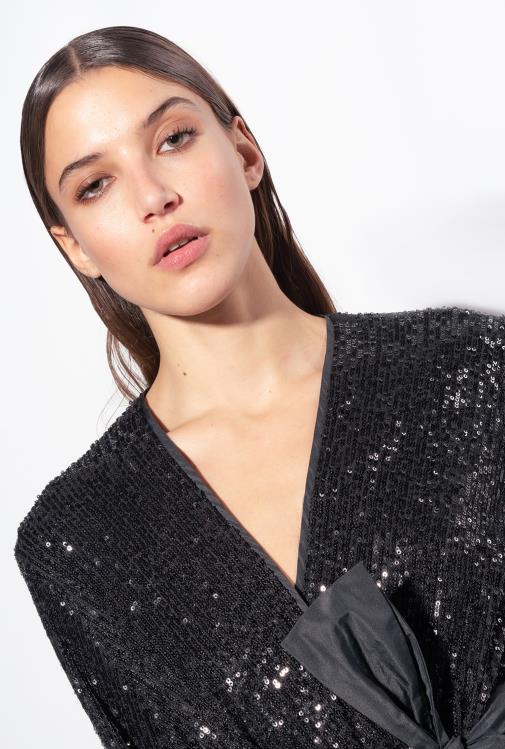 ilgos suknelės | DH06P197 blizgučiais apvelkama suknelė Pinko limuzinas juodas