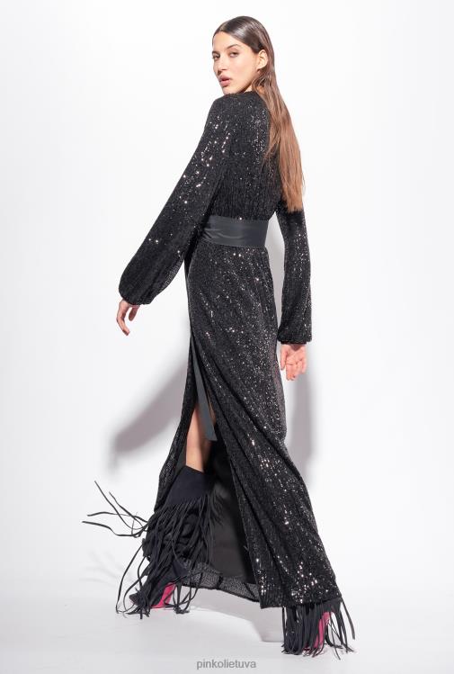 ilgos suknelės | DH06P197 blizgučiais apvelkama suknelė Pinko limuzinas juodas
