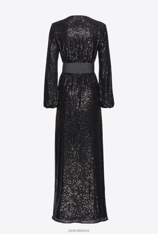 ilgos suknelės | DH06P197 blizgučiais apvelkama suknelė Pinko limuzinas juodas