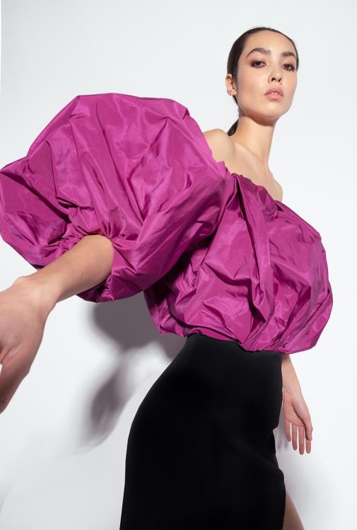 ilgos suknelės | DH06P213 galleria taft suknelė Pinko juoda/violetinė