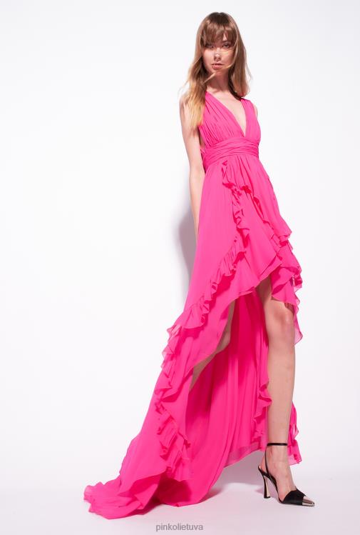 ilgos suknelės | DH06P221 ilga suknelė su raukšlėmis Pinko fuksija