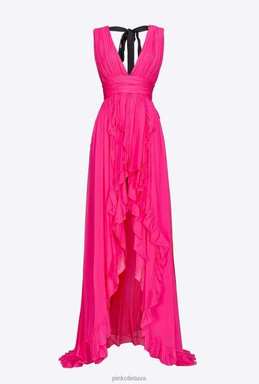 ilgos suknelės | DH06P221 ilga suknelė su raukšlėmis Pinko fuksija