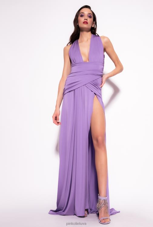 ilgos suknelės | DH06P27 ilga suknelė su kryžminėmis detalėmis ir apsiaustais Pinko bugenvilija