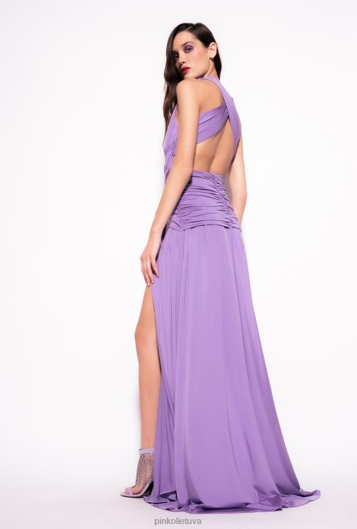 ilgos suknelės | DH06P27 ilga suknelė su kryžminėmis detalėmis ir apsiaustais Pinko bugenvilija