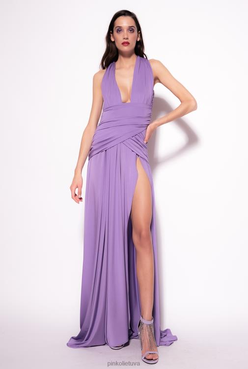 ilgos suknelės | DH06P27 ilga suknelė su kryžminėmis detalėmis ir apsiaustais Pinko bugenvilija