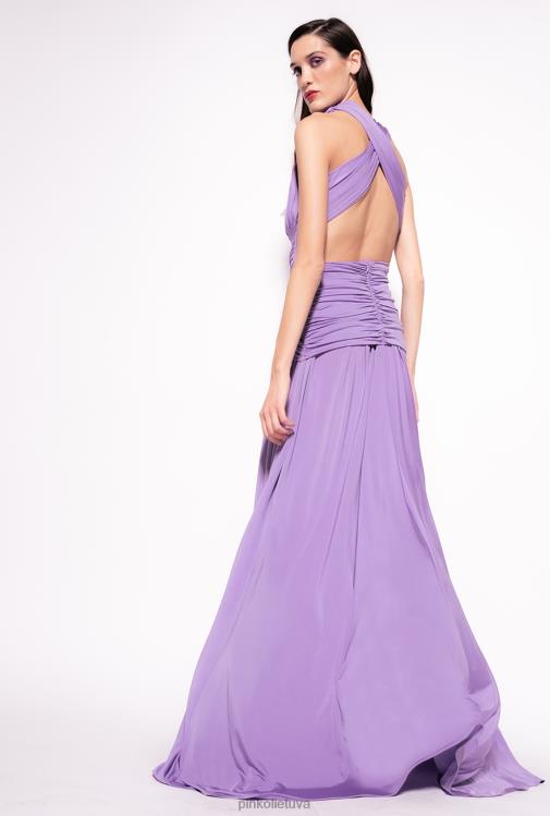 ilgos suknelės | DH06P27 ilga suknelė su kryžminėmis detalėmis ir apsiaustais Pinko bugenvilija