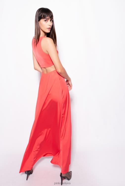 ilgos suknelės | DH06P34 ilga suknele su metaline detale Pinko aguonų raudonumo
