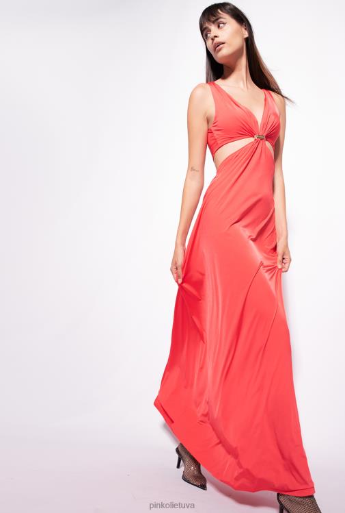 ilgos suknelės | DH06P34 ilga suknele su metaline detale Pinko aguonų raudonumo