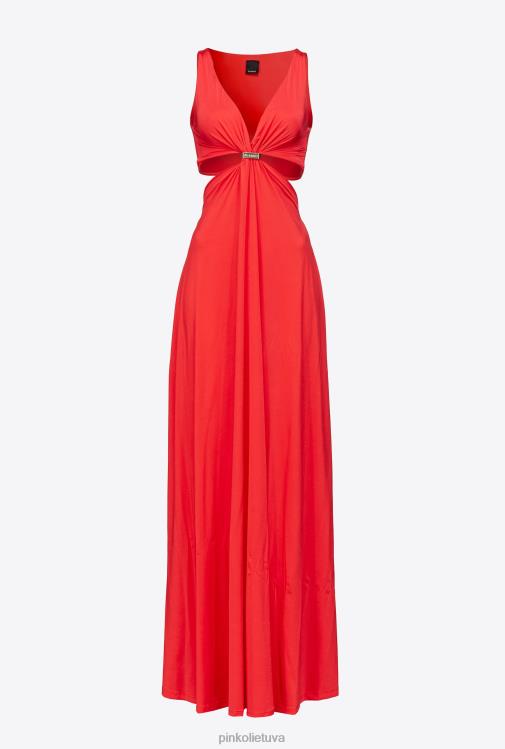 ilgos suknelės | DH06P34 ilga suknele su metaline detale Pinko aguonų raudonumo