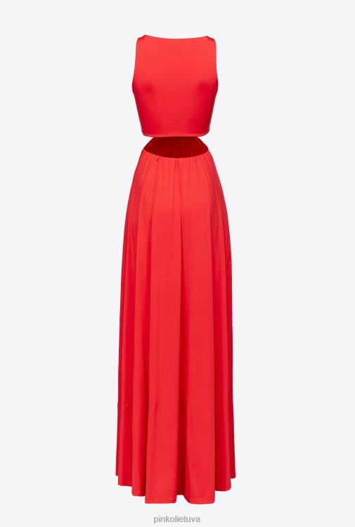 ilgos suknelės | DH06P34 ilga suknele su metaline detale Pinko aguonų raudonumo