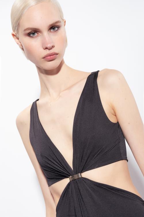 ilgos suknelės | DH06P35 ilga suknele su metaline detale Pinko limuzinas juodas