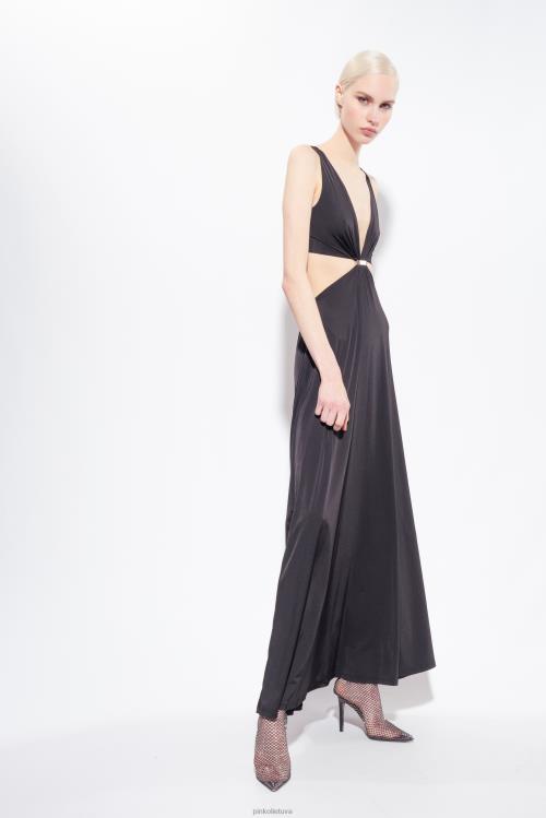 ilgos suknelės | DH06P35 ilga suknele su metaline detale Pinko limuzinas juodas