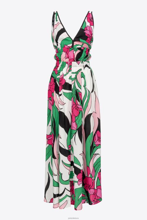 ilgos suknelės | DH06P42 spalvinga gėlių rašto suknelė Pinko daug juoda/fuksija