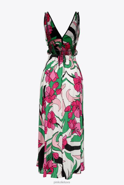 ilgos suknelės | DH06P42 spalvinga gėlių rašto suknelė Pinko daug juoda/fuksija