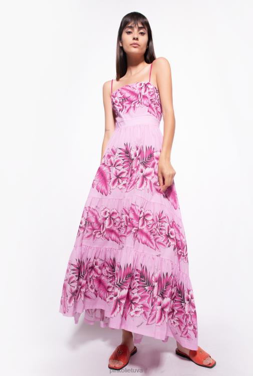 ilgos suknelės | DH06P44 tropinio rašto muslino suknelė Pinko vakaro lietus