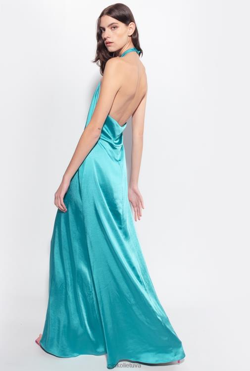 ilgos suknelės | DH06P51 Atvira satino suknelė Pinko mėlyna