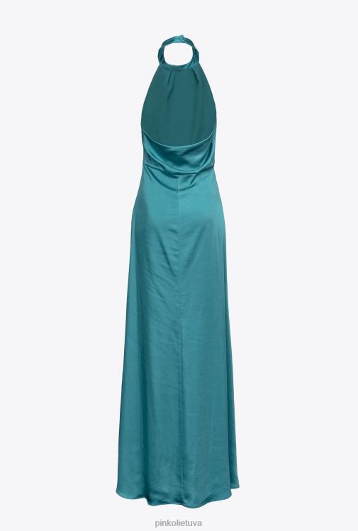 ilgos suknelės | DH06P51 Atvira satino suknelė Pinko mėlyna