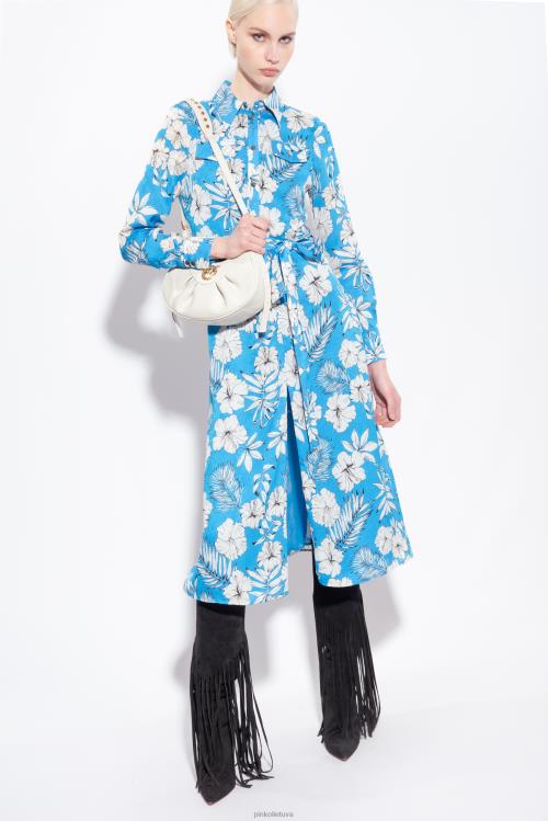 ilgos suknelės | DH06P52 grafinė gėlėta marškinių suknelė Pinko turkis/sviestinis/juodas