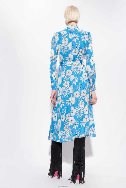 ilgos suknelės | DH06P52 grafinė gėlėta marškinių suknelė Pinko turkis/sviestinis/juodas