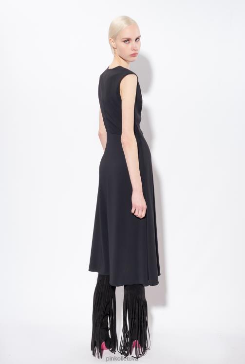 ilgos suknelės | DH06P70 elastinga krepinio midi suknelė Pinko limuzinas juodas