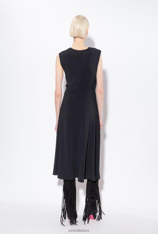 ilgos suknelės | DH06P70 elastinga krepinio midi suknelė Pinko limuzinas juodas
