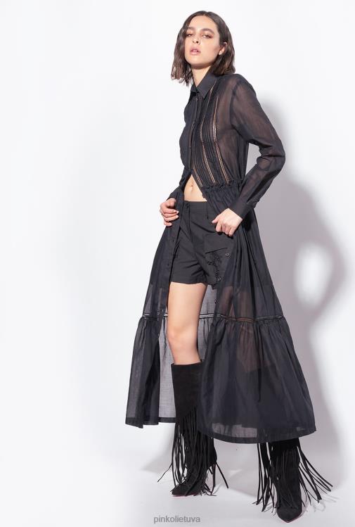 ilgos suknelės | DH06P98 ilga muslino marškinine suknele Pinko limuzinas juodas