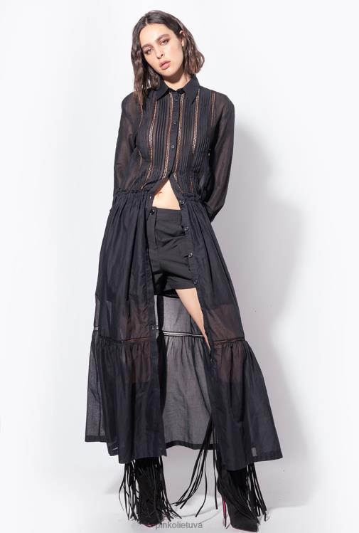 ilgos suknelės | DH06P98 ilga muslino marškinine suknele Pinko limuzinas juodas