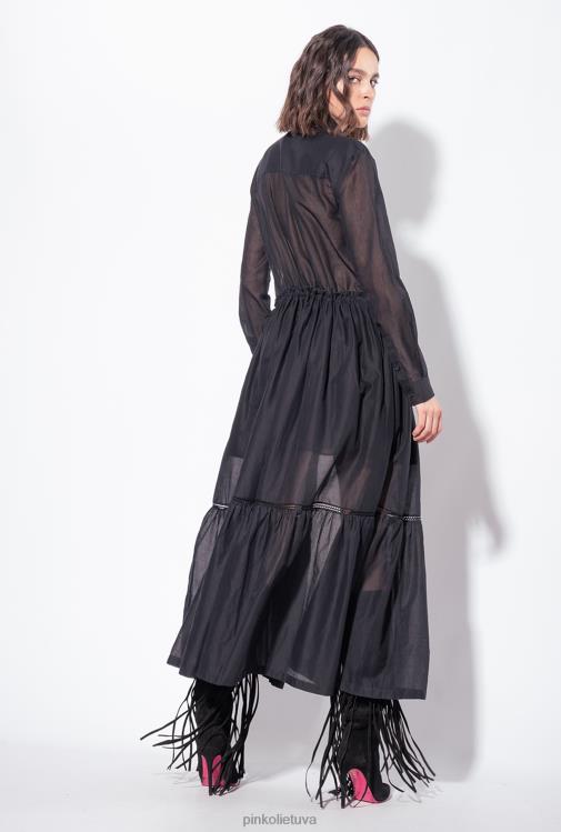 ilgos suknelės | DH06P98 ilga muslino marškinine suknele Pinko limuzinas juodas