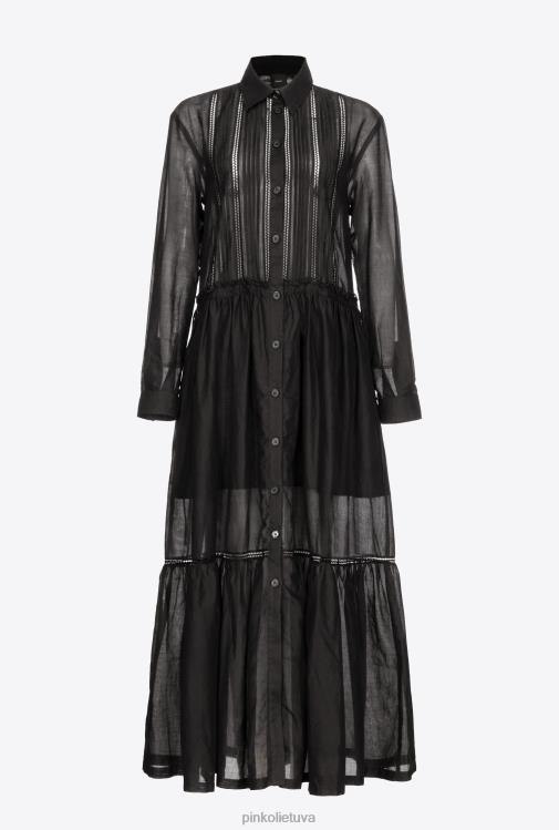 ilgos suknelės | DH06P98 ilga muslino marškinine suknele Pinko limuzinas juodas