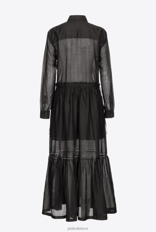 ilgos suknelės | DH06P98 ilga muslino marškinine suknele Pinko limuzinas juodas