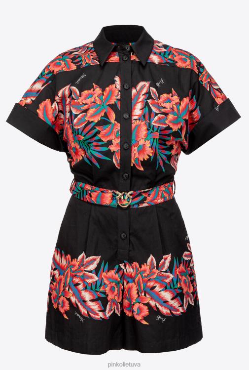 kombinezonai ir marškinėliai | DH06P103 atogrąžų raštų žaidimų kostiumas Pinko keli. juoda/raudona