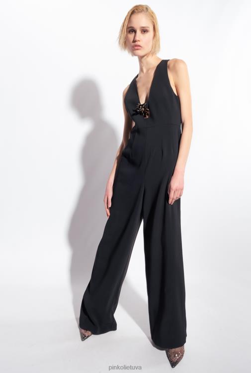 kombinezonai ir marškinėliai | DH06P108 kombinezonas su gėlių sage Pinko limuzinas juodas