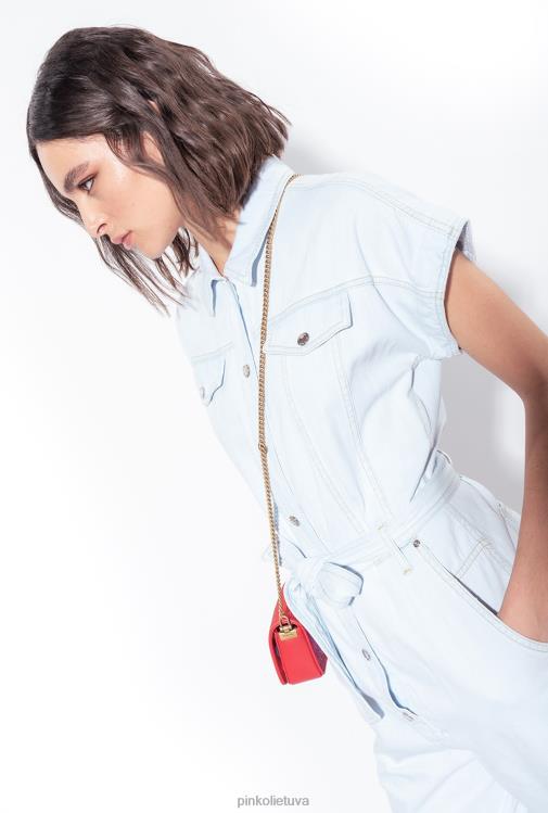 kombinezonai ir marškinėliai | DH06P129 lengvas džinsinis kombinezonas Pinko lengvas balinimo plovimas