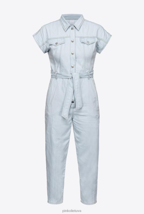 kombinezonai ir marškinėliai | DH06P129 lengvas džinsinis kombinezonas Pinko lengvas balinimo plovimas