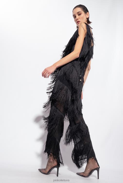 kombinezonai ir marškinėliai | DH06P159 kombinezonas su kutais Pinko limuzinas juodas