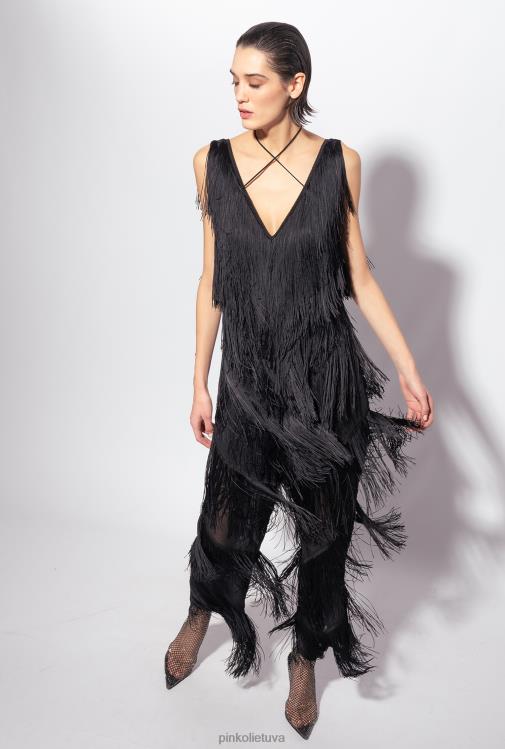 kombinezonai ir marškinėliai | DH06P159 kombinezonas su kutais Pinko limuzinas juodas