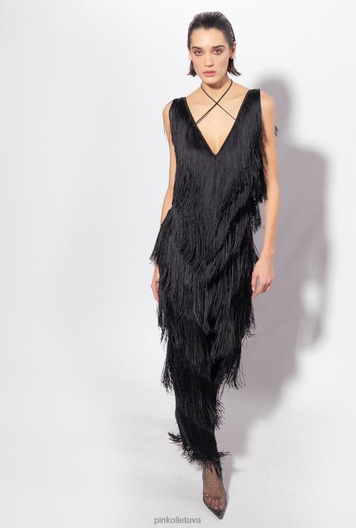 kombinezonai ir marškinėliai | DH06P159 kombinezonas su kutais Pinko limuzinas juodas