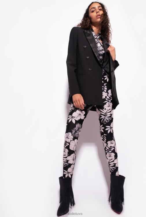 kombinezonai ir marškinėliai | DH06P160 plonas grafinis gėlėtas kombinezonas Pinko juodas/sviestas