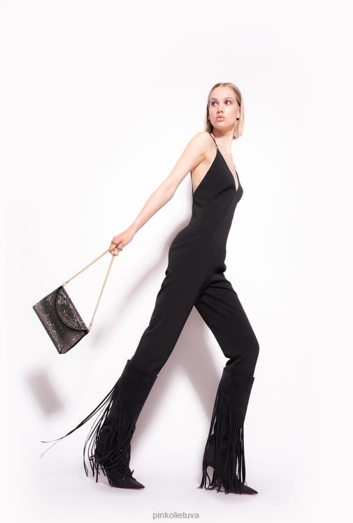 kombinezonai ir marškinėliai | DH06P194 kombinezonas su atvira nugara Pinko limuzinas juodas